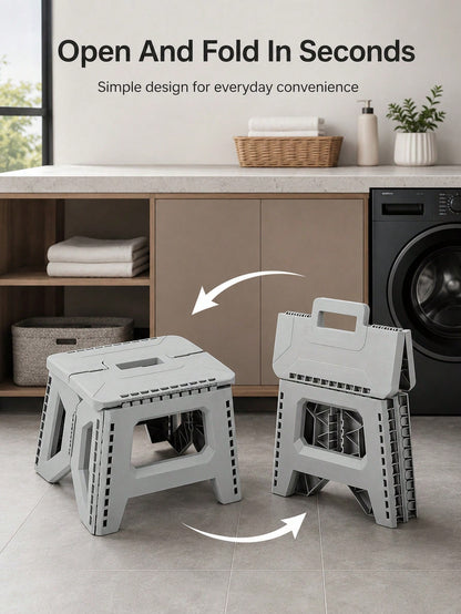 Minimalist Folding Stool With Easy Hand Carry Handle Premium Plastic Portable Stool For Adults And Teens Sturdy Build Foldable Stool Perfect For Indoor Seating And Party Use Strong Square Base Outdoor