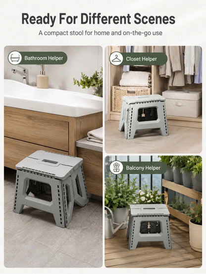 Minimalist Folding Stool With Easy Hand Carry Handle Premium Plastic Portable Stool For Adults And Teens Sturdy Build Foldable Stool Perfect For Indoor Seating And Party Use Strong Square Base Outdoor