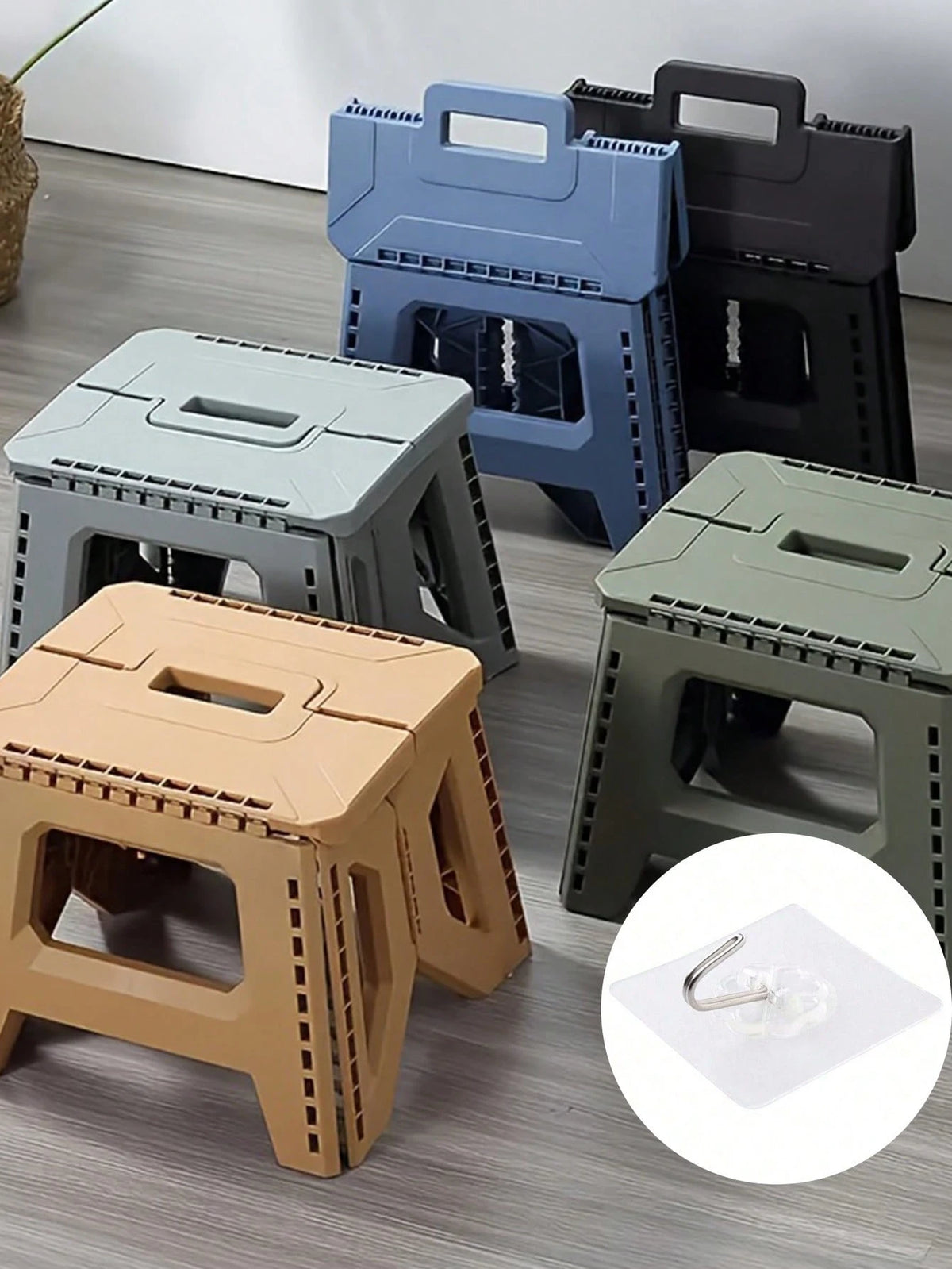 Minimalist Folding Stool With Easy Hand Carry Handle Premium Plastic Portable Stool For Adults And Teens Sturdy Build Foldable Stool Perfect For Indoor Seating And Party Use Strong Square Base Outdoor