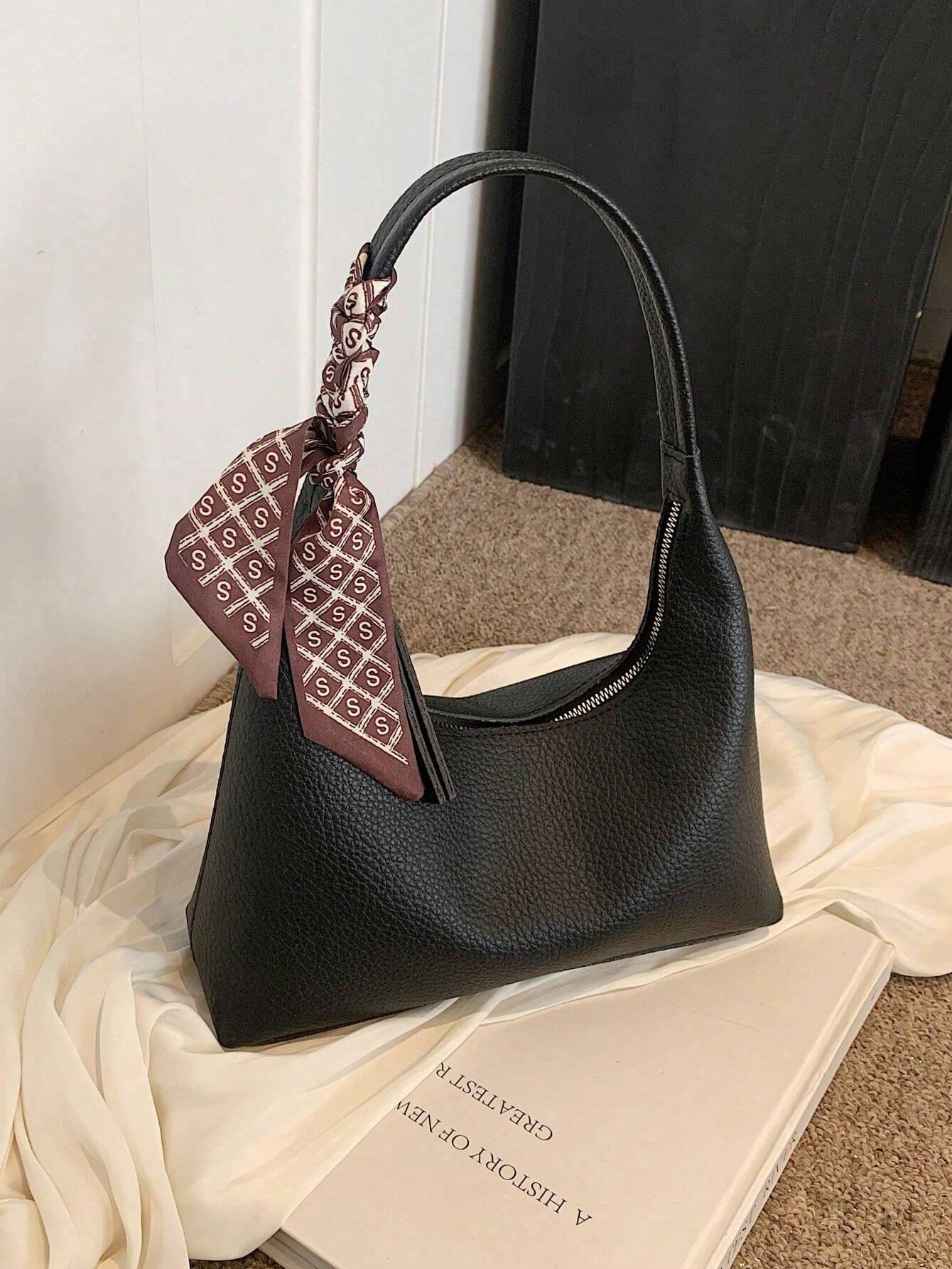 Minimalist Shoulder Underarm Bag For Women With Silk Scarf Gift