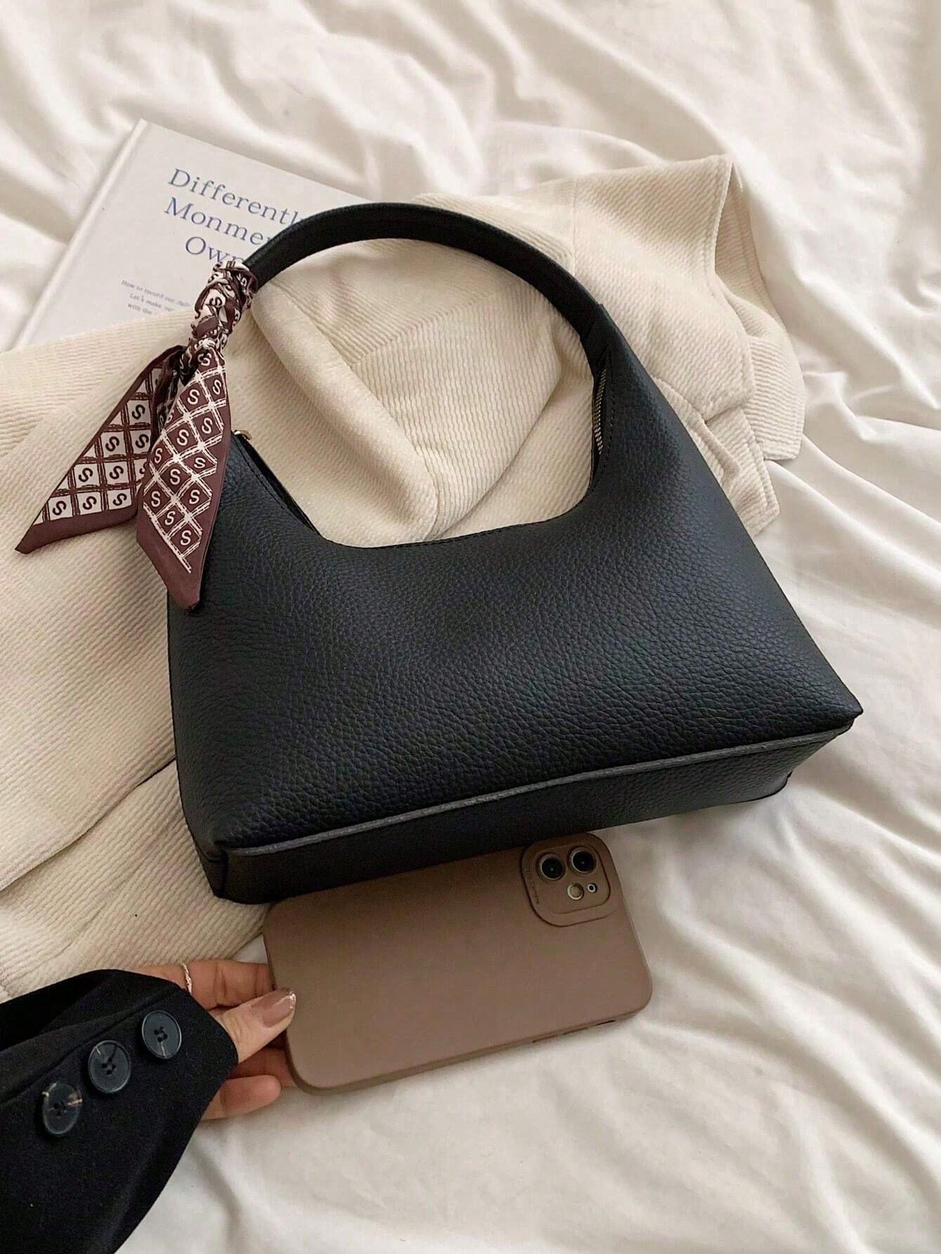 Minimalist Shoulder Underarm Bag For Women With Silk Scarf Gift