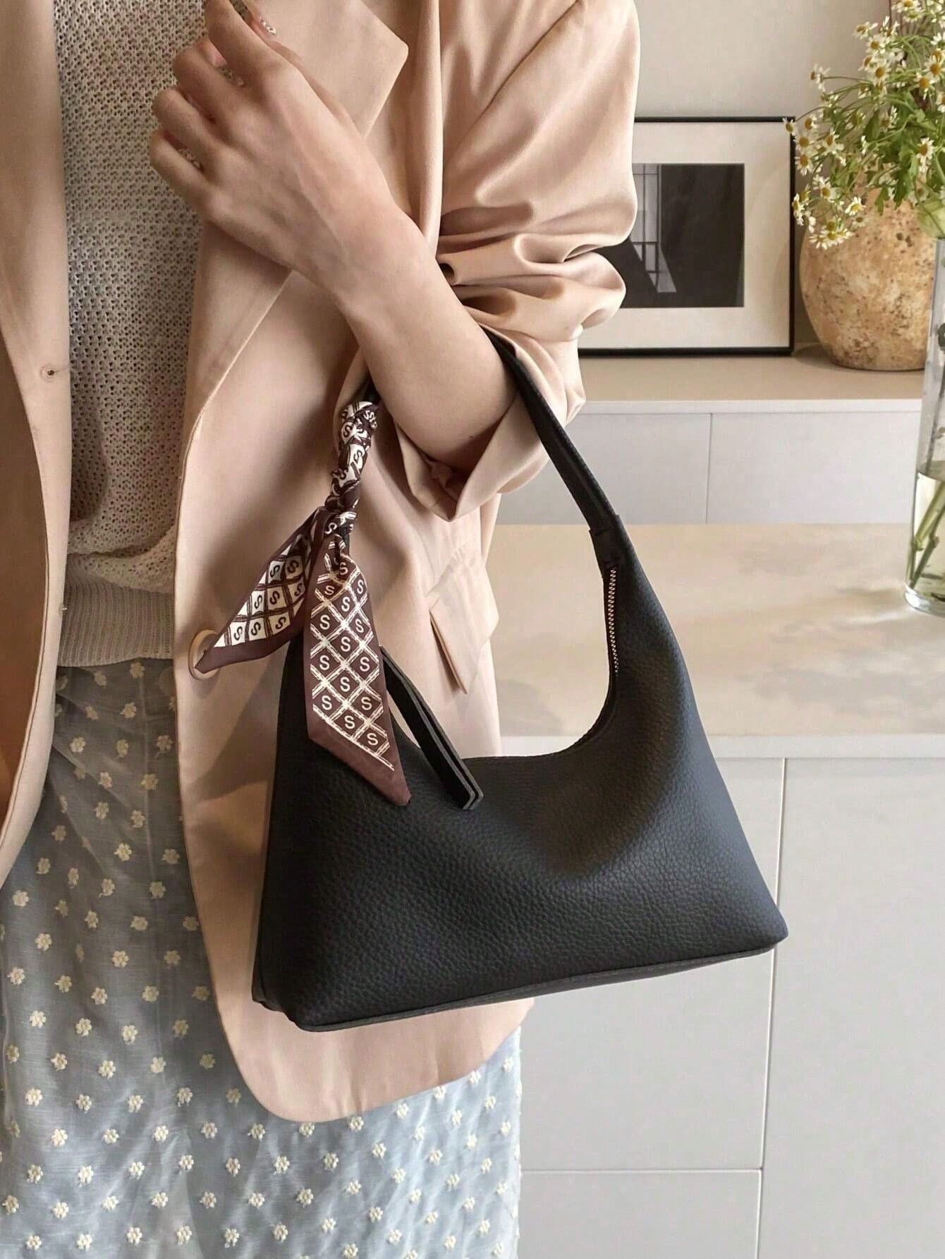 Minimalist Shoulder Underarm Bag For Women With Silk Scarf Gift