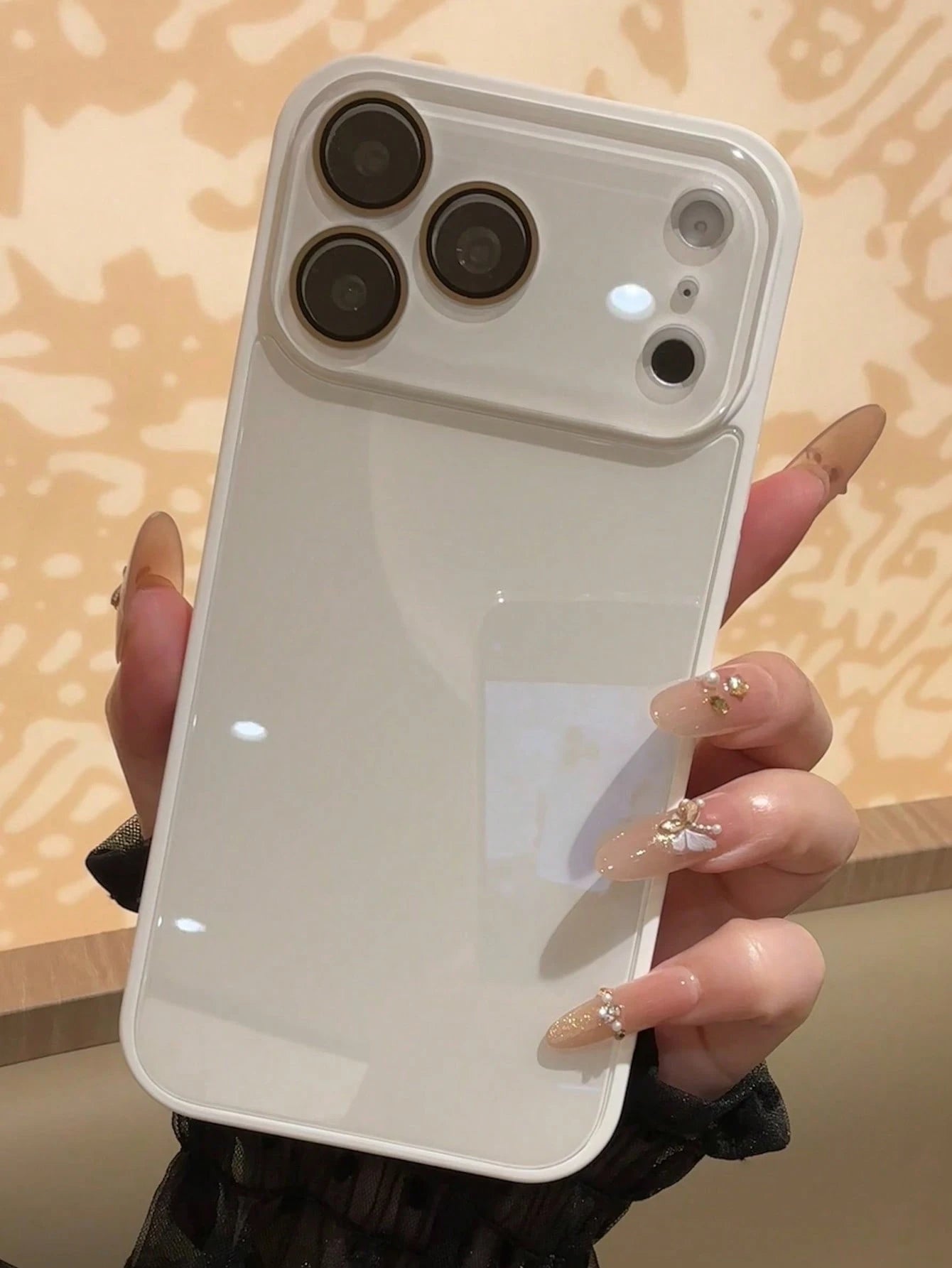 Minimalist Solid Color Fashion Summer Solid Color Macaron Glass Naked Machine Texture Straight Edge With Lens Film 16 ProMax Phone Case, Fingerprint-Resistant Minimalist Protective Cover Compatible Wi