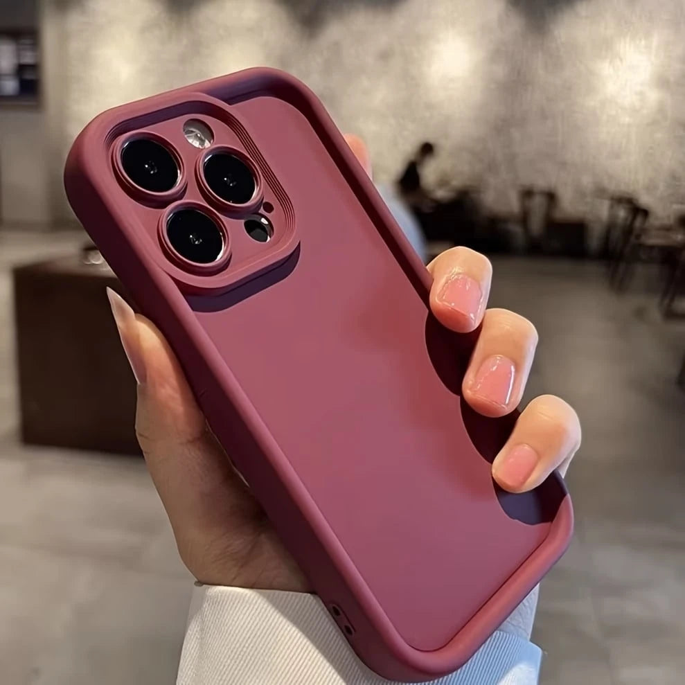 Minimalist Thick Shock-Absorbing Wine Red Phone Case, Compatible With IPhone 17/17Pro/17promax/16 Pro Max/16/16 Pro/16 Plus/16E/15/15 Plus/15 Pro/15 Pro Max/11/12/13/14 Pro Max/XS/XR/11 Pro/11 Pro Max