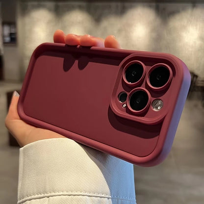 Minimalist Thick Shock-Absorbing Wine Red Phone Case, Compatible With IPhone 17/17Pro/17promax/16 Pro Max/16/16 Pro/16 Plus/16E/15/15 Plus/15 Pro/15 Pro Max/11/12/13/14 Pro Max/XS/XR/11 Pro/11 Pro Max