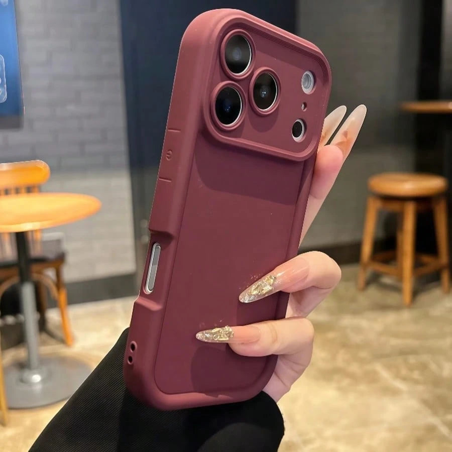 Minimalist Thick Shock-Absorbing Wine Red Phone Case, Compatible With IPhone 17/17Pro/17promax/16 Pro Max/16/16 Pro/16 Plus/16E/15/15 Plus/15 Pro/15 Pro Max/11/12/13/14 Pro Max/XS/XR/11 Pro/11 Pro Max