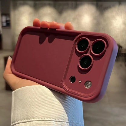 Minimalist Thick Shock-Absorbing Wine Red Phone Case, Compatible With IPhone 17/17Pro/17promax/16 Pro Max/16/16 Pro/16 Plus/16E/15/15 Plus/15 Pro/15 Pro Max/11/12/13/14 Pro Max/XS/XR/11 Pro/11 Pro Max