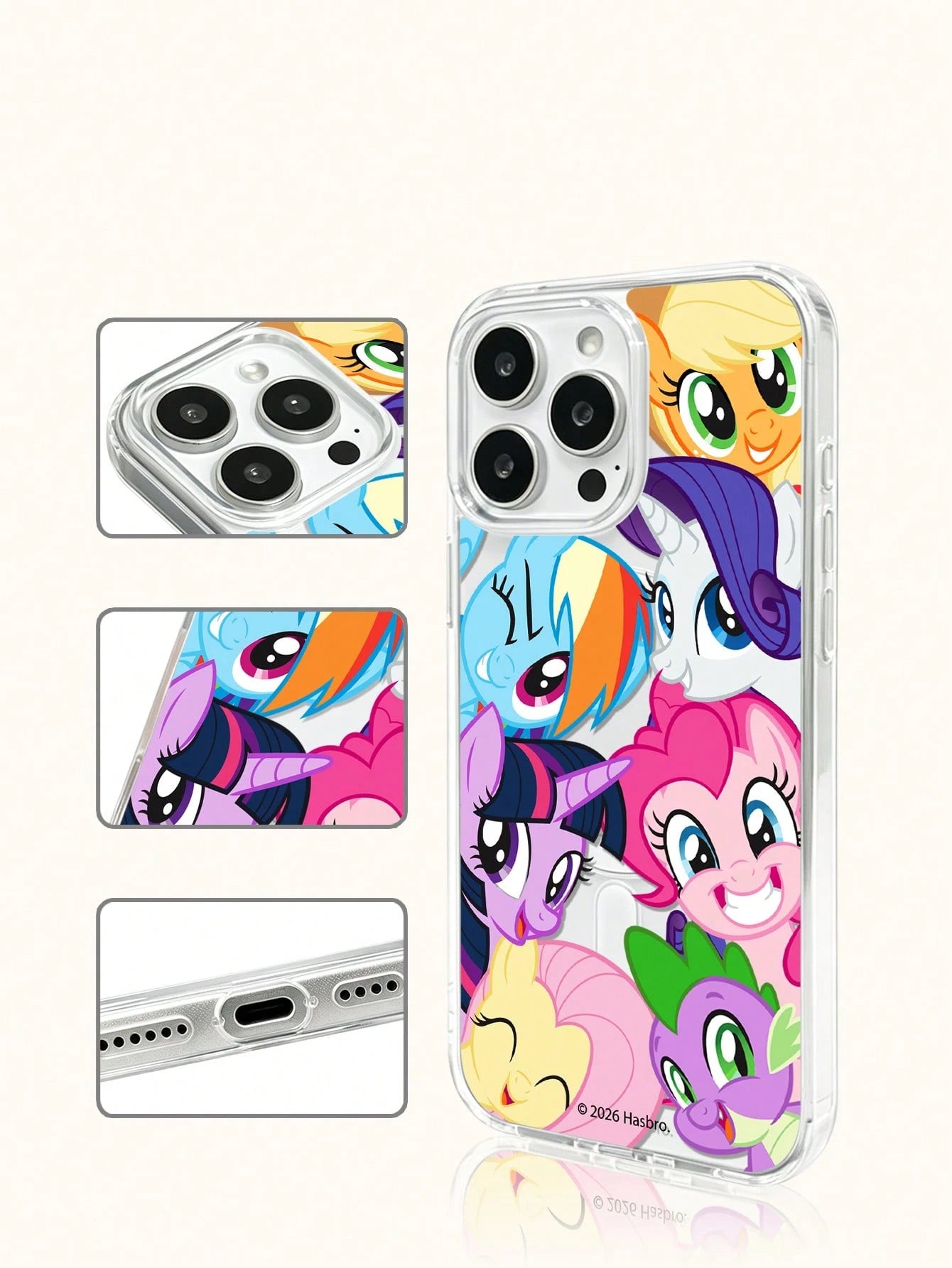 Miniso 1pc Cute Women's My Little Pony Phone Case, With Wireless Charging And Magnetic Function, Lightweight, Anti-Slip, Durable, Cartoon Anime Style, Suitable For Summer Android Series S22, S23, S24p
