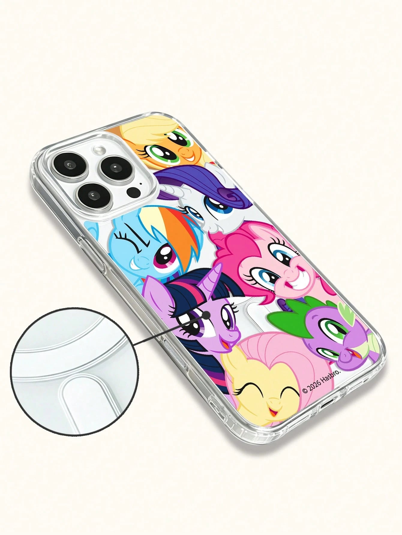 Miniso 1pc Cute Women's My Little Pony Phone Case, With Wireless Charging And Magnetic Function, Lightweight, Anti-Slip, Durable, Cartoon Anime Style, Suitable For Summer Android Series S22, S23, S24p