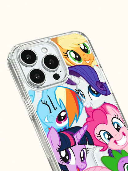 Miniso 1pc Cute Women's My Little Pony Phone Case, With Wireless Charging And Magnetic Function, Lightweight, Anti-Slip, Durable, Cartoon Anime Style, Suitable For Summer Android Series S22, S23, S24p
