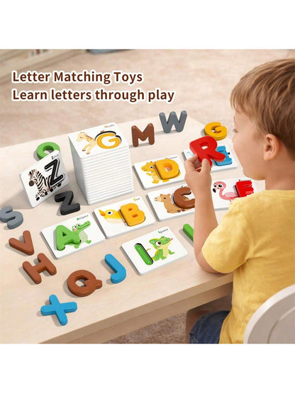 MINKOJA Montessori Alphabet Matching Puzzle, 3D Letter Flash Cards, Educational English Learning Toy For Toddlers & Preschool Kids
