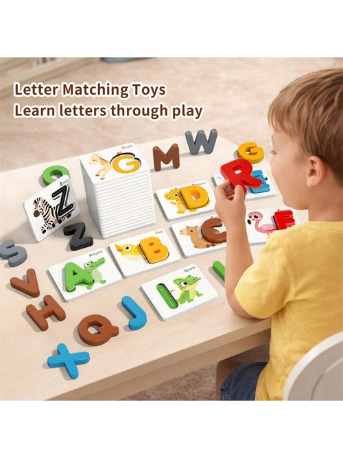 MINKOJA Montessori Alphabet Matching Puzzle, 3D Letter Flash Cards, Educational English Learning Toy For Toddlers & Preschool Kids