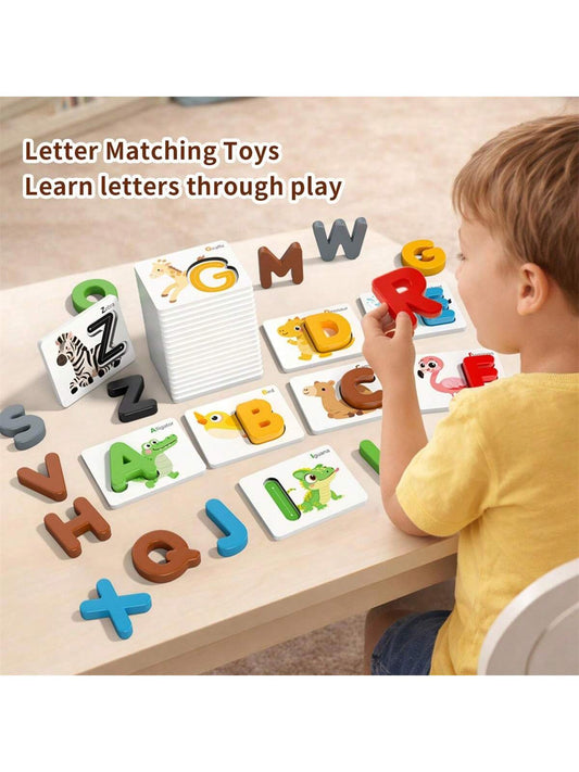 MINKOJA Montessori Alphabet Matching Puzzle, 3D Letter Flash Cards, Educational English Learning Toy For Toddlers & Preschool Kids