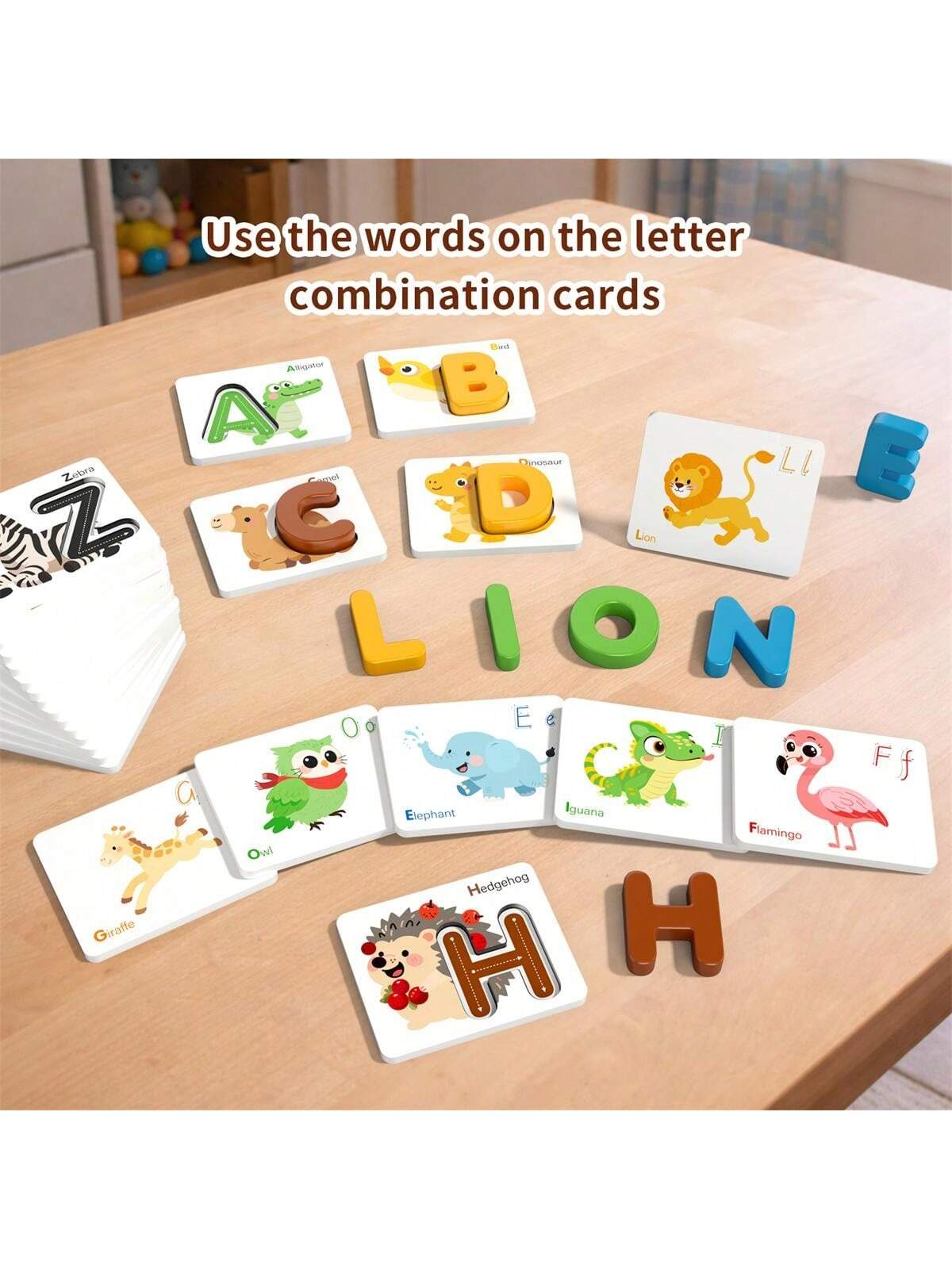 MINKOJA Montessori Alphabet Matching Puzzle, 3D Letter Flash Cards, Educational English Learning Toy For Toddlers & Preschool Kids