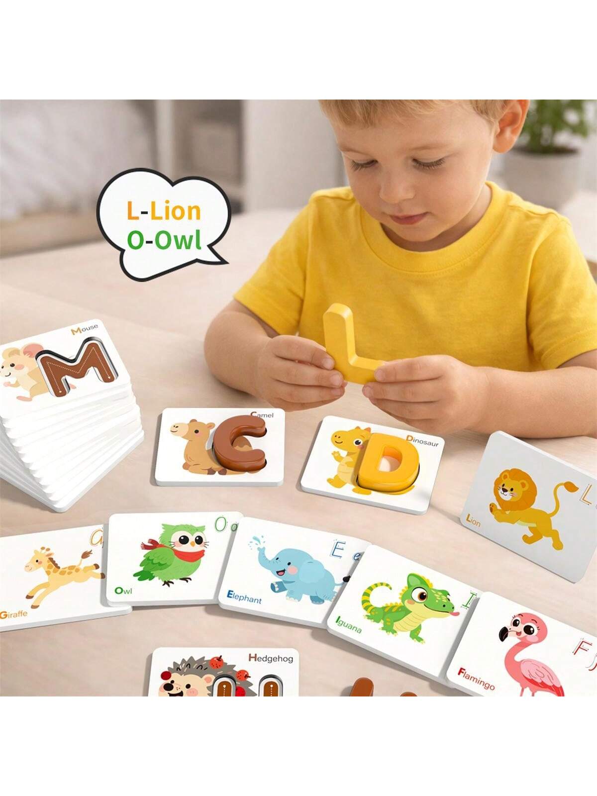 MINKOJA Montessori Alphabet Matching Puzzle, 3D Letter Flash Cards, Educational English Learning Toy For Toddlers & Preschool Kids