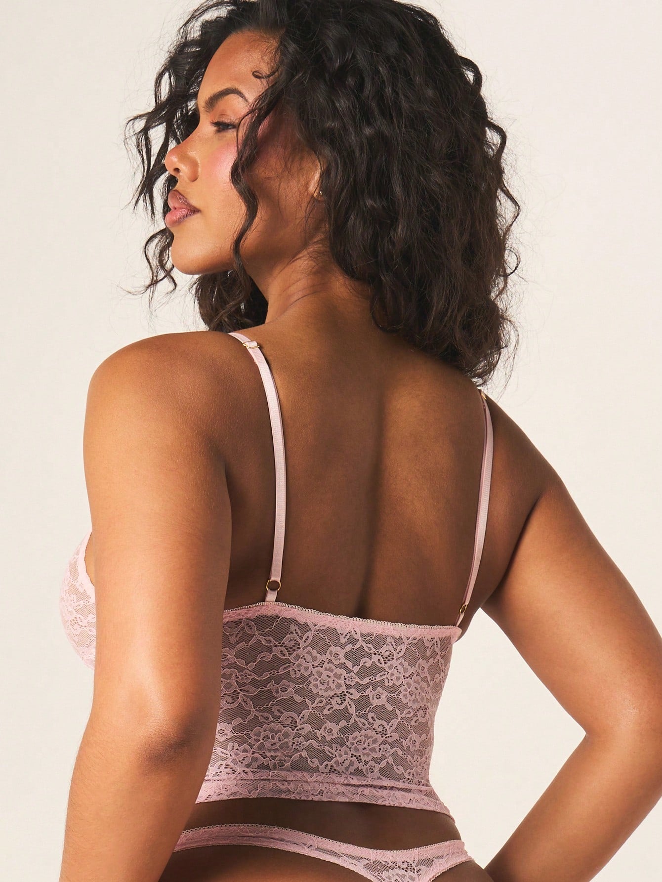 MISSGUIDED Floral Lace Underwire Cami Bralette And Thong Panty Lingerie Set With Satin Bow Detail