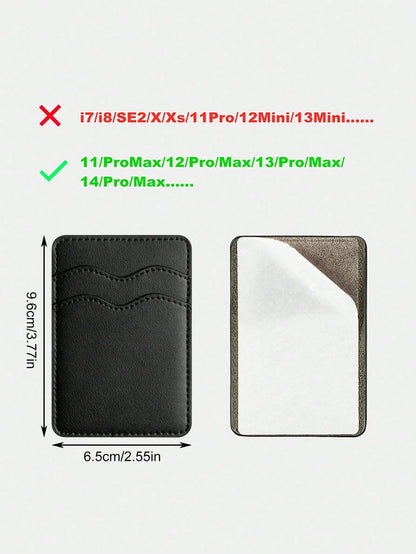 Mobile Phone Card Holder Dual Card Slots Ultra-Thin Leather Self-Adhesive Pocket RFID Shielding Credit Card Case Smart Double-Layer Mobile Phone Back Sticker Universal For Check ID Business Card, Gift