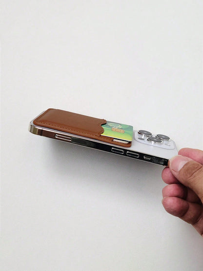 Mobile Phone Card Holder Dual Card Slots Ultra-Thin Leather Self-Adhesive Pocket RFID Shielding Credit Card Case Smart Double-Layer Mobile Phone Back Sticker Universal For Check ID Business Card, Gift