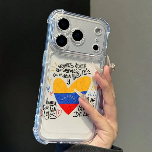 Mobile Phone Case- Suaral Flag Love Mobile Phone Case, Suitable For Iphone1716E161514131211MiniProMaxAirXXRXSMAX87Plus Anti-Drop Transparent Soft Back Cover Funda