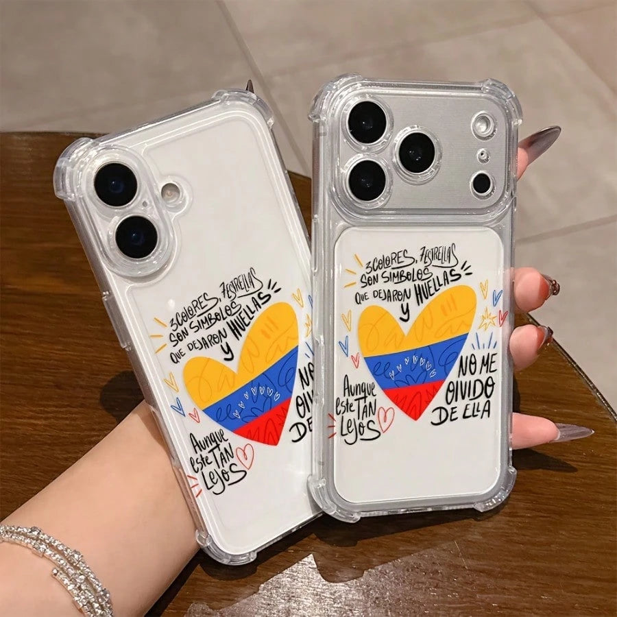 Mobile Phone Case- Suaral Flag Love Mobile Phone Case, Suitable For Iphone1716E161514131211MiniProMaxAirXXRXSMAX87Plus Anti-Drop Transparent Soft Back Cover Funda