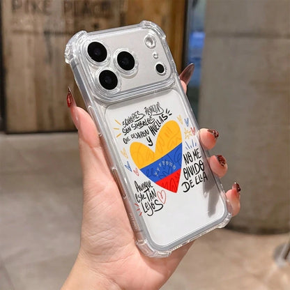 Mobile Phone Case- Suaral Flag Love Mobile Phone Case, Suitable For Iphone1716E161514131211MiniProMaxAirXXRXSMAX87Plus Anti-Drop Transparent Soft Back Cover Funda