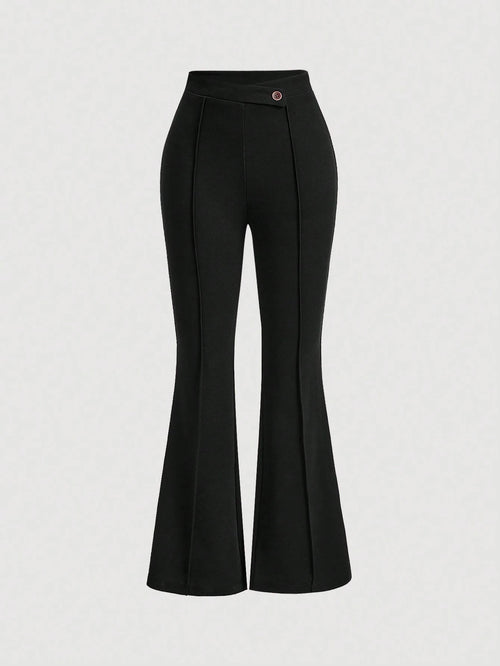 MOD High Waist Flare Leg Black Toothpick Pleats Pants