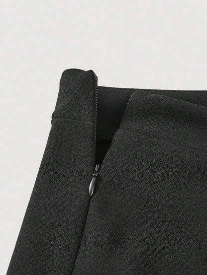 MOD High Waist Flare Leg Black Toothpick Pleats Pants