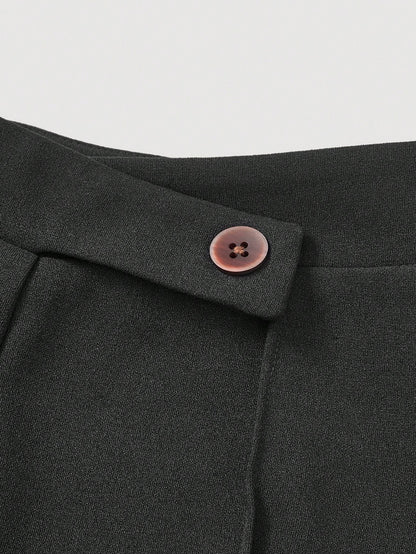 MOD High Waist Flare Leg Black Toothpick Pleats Pants
