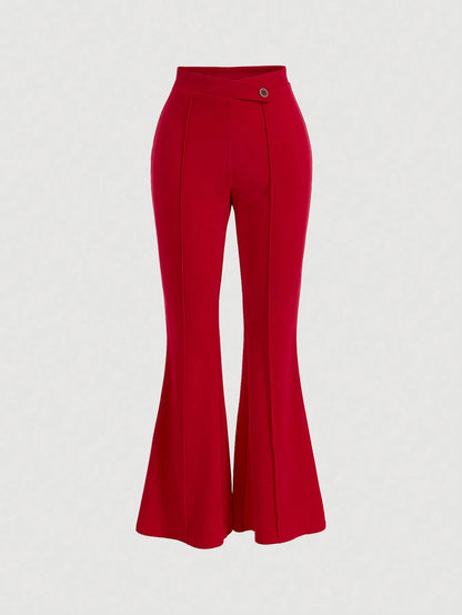 MOD High Waist Flare Leg Black Toothpick Pleats Pants