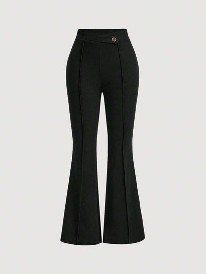 MOD High Waist Flare Leg Black Toothpick Pleats Pants