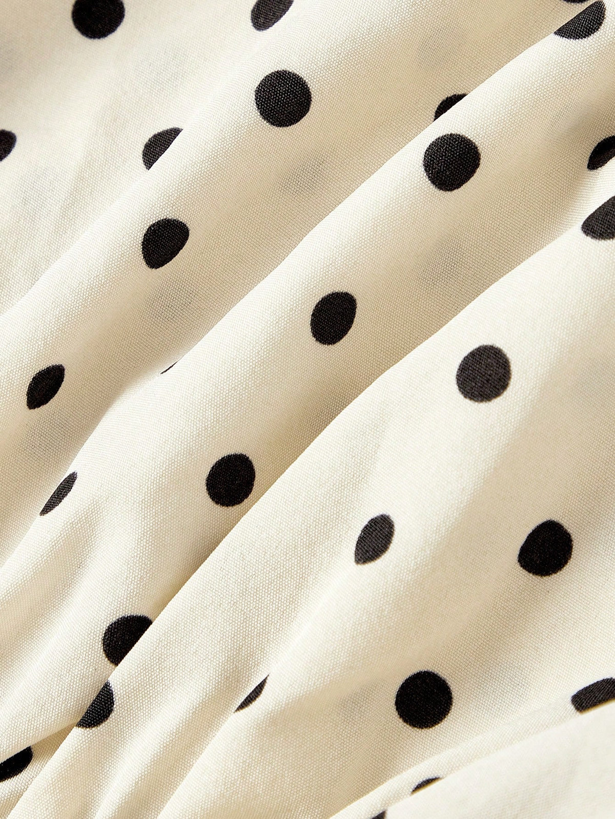 MOD Woman Chiffon Polka Dot Tie Shoulder Long Bell Sleeve Regular Black White Polka Dot Sweet Elegant Coquette Y2K Peplum Blouse Halloween Autumn