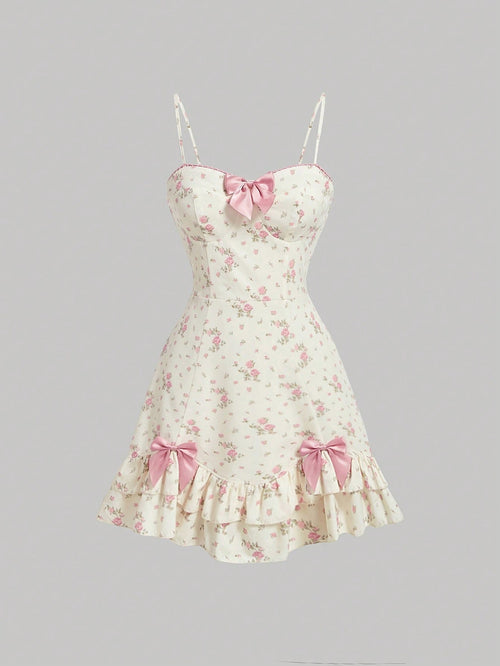 MOD Women's Bowknot Strap Cami Dress,Cute Summer Dresses,Short Summer Dress