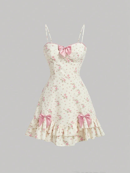 MOD Women's Bowknot Strap Cami Dress,Cute Summer Dresses,Short Summer Dress