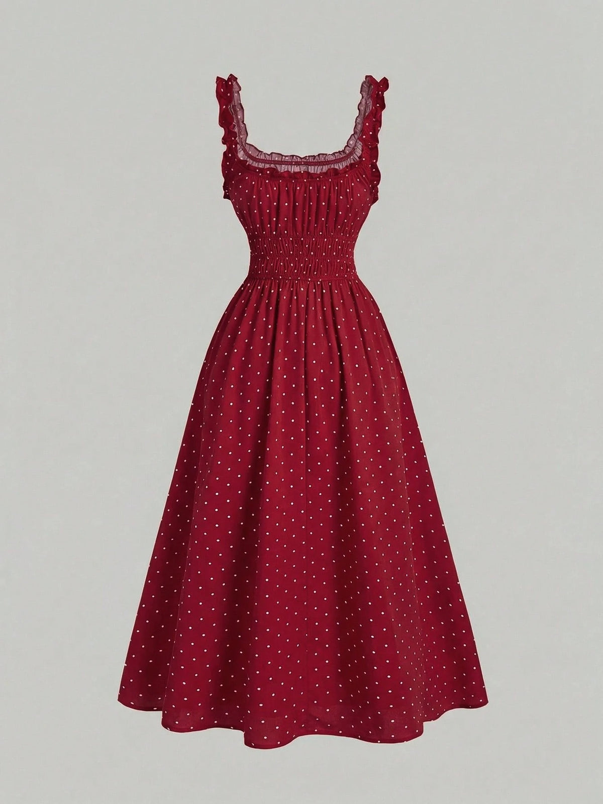 MOD Women's Sleeveless Red And White Polka Dot Bow Tie Ruched Dress,Vintage Summer Picnic Dress,Cottagecore Beach Holiday Vacation Tea Party Outfits