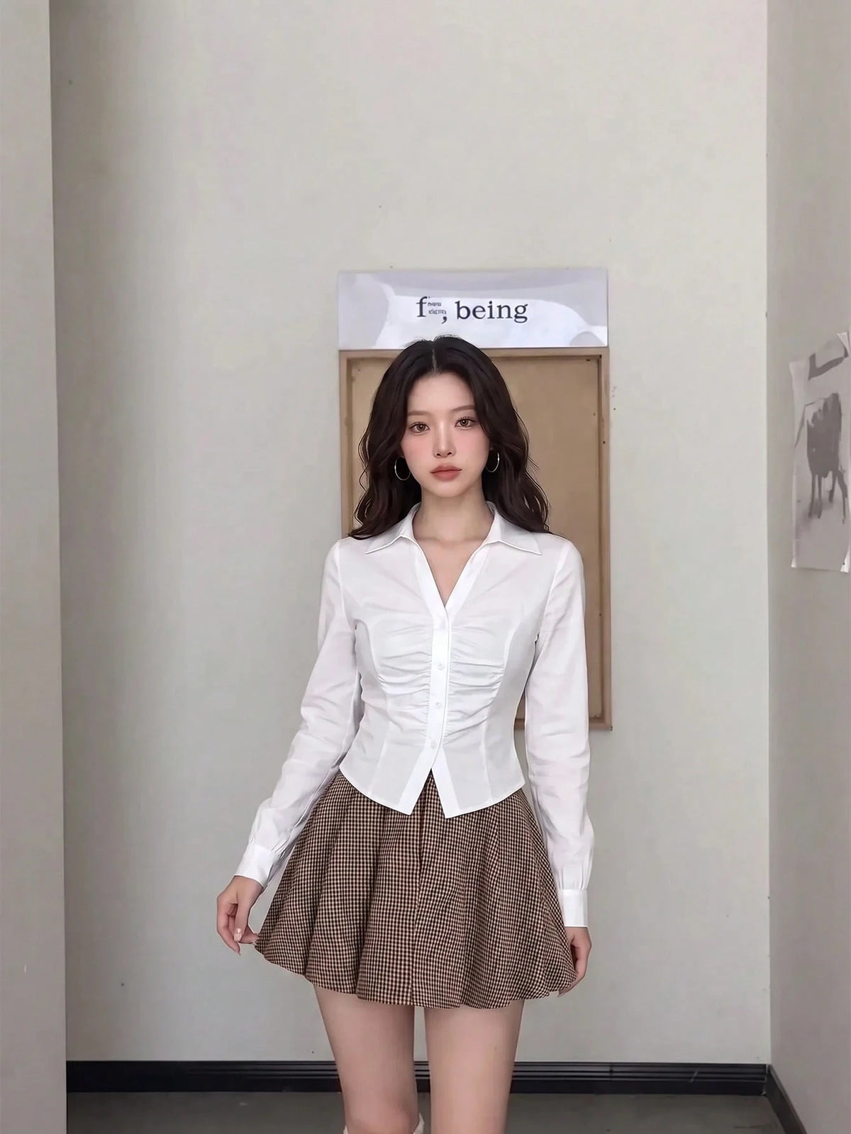MOD Women's Slim-Fit Long-Sleeve Shirt With Front Pleats, Autumn For Women, Works For Women, Back To School