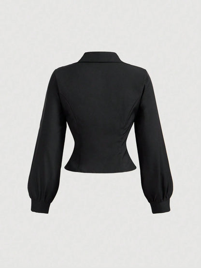 MOD Women's Slim-Fit Long-Sleeve Shirt With Front Pleats, Autumn For Women, Works For Women, Back To School