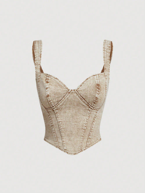 MOD Women'S Vintage Denim Crop Top Bustier