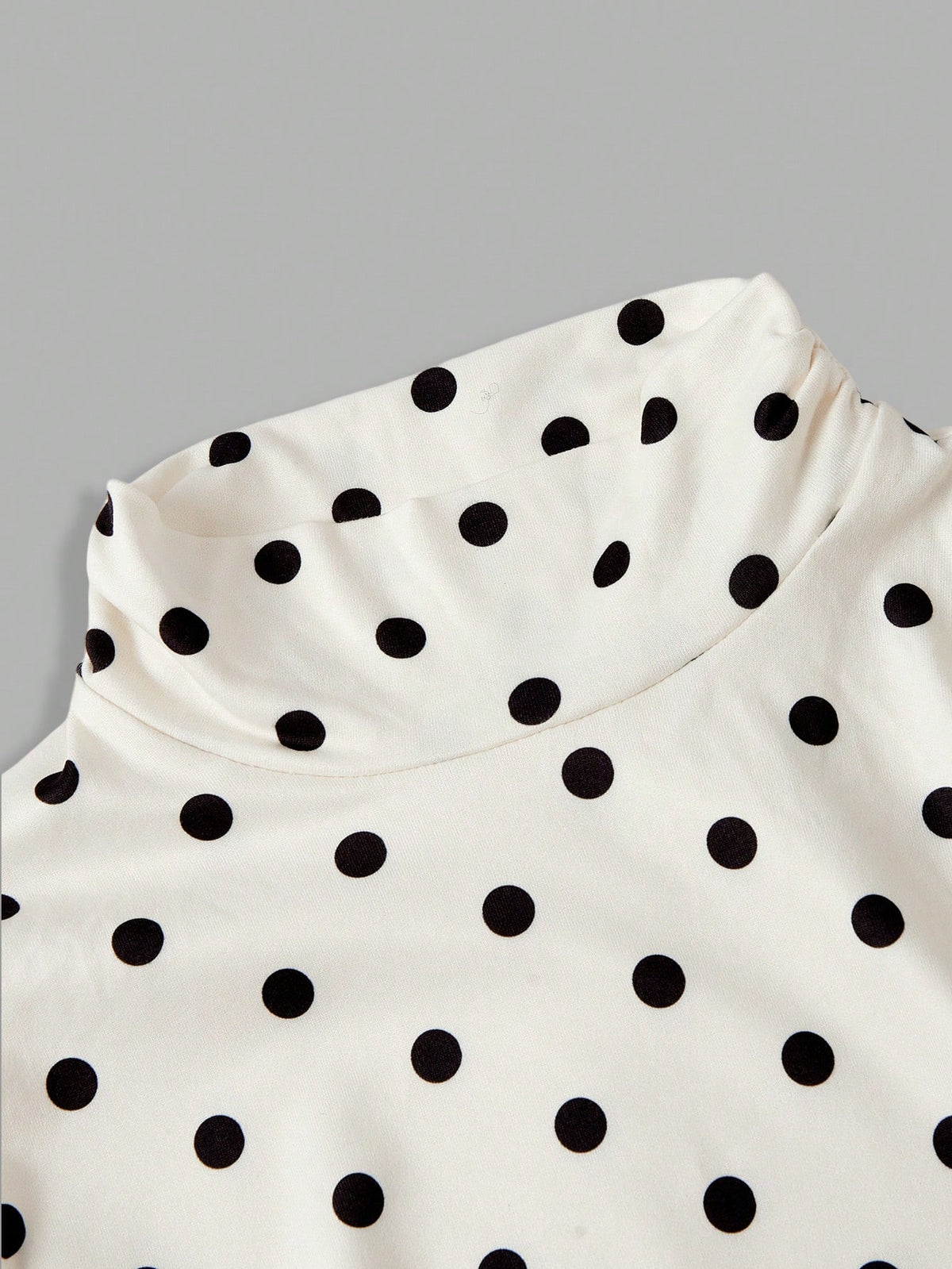 MOD Women's White And Black Polka Dot High Neck Long Knit Dress Stand-Up Collar Design Vintage Elegant 70s Bohemian Garden Brunch Vacation Summer
