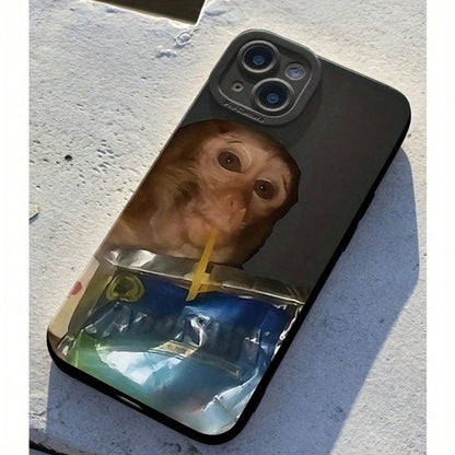Monkey Sipping Caprisun Phone Case For IPhone17/ 16PROMAX/16PLUS/16PRO/16/15PROMAX/15PLUS/15PRO/15/14PROMAX/14PLUS/14PRO/14/13PROMAX/13PRO/13/12PROMAX/12PRO/12/11Promax/11Pro/11/Xsmax/11Promax/11Pro/1