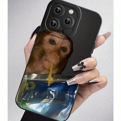 Monkey Sipping Caprisun Phone Case For IPhone17/ 16PROMAX/16PLUS/16PRO/16/15PROMAX/15PLUS/15PRO/15/14PROMAX/14PLUS/14PRO/14/13PROMAX/13PRO/13/12PROMAX/12PRO/12/11Promax/11Pro/11/Xsmax/11Promax/11Pro/1