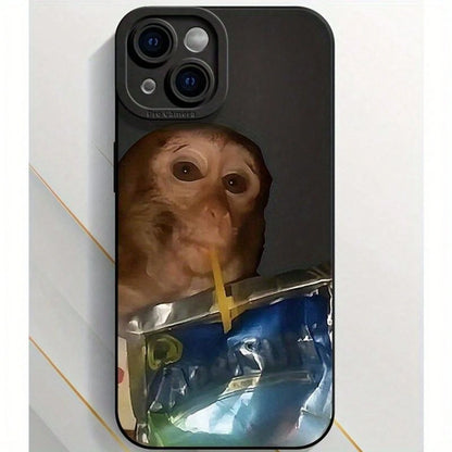 Monkey Sipping Caprisun Phone Case For IPhone17/ 16PROMAX/16PLUS/16PRO/16/15PROMAX/15PLUS/15PRO/15/14PROMAX/14PLUS/14PRO/14/13PROMAX/13PRO/13/12PROMAX/12PRO/12/11Promax/11Pro/11/Xsmax/11Promax/11Pro/1