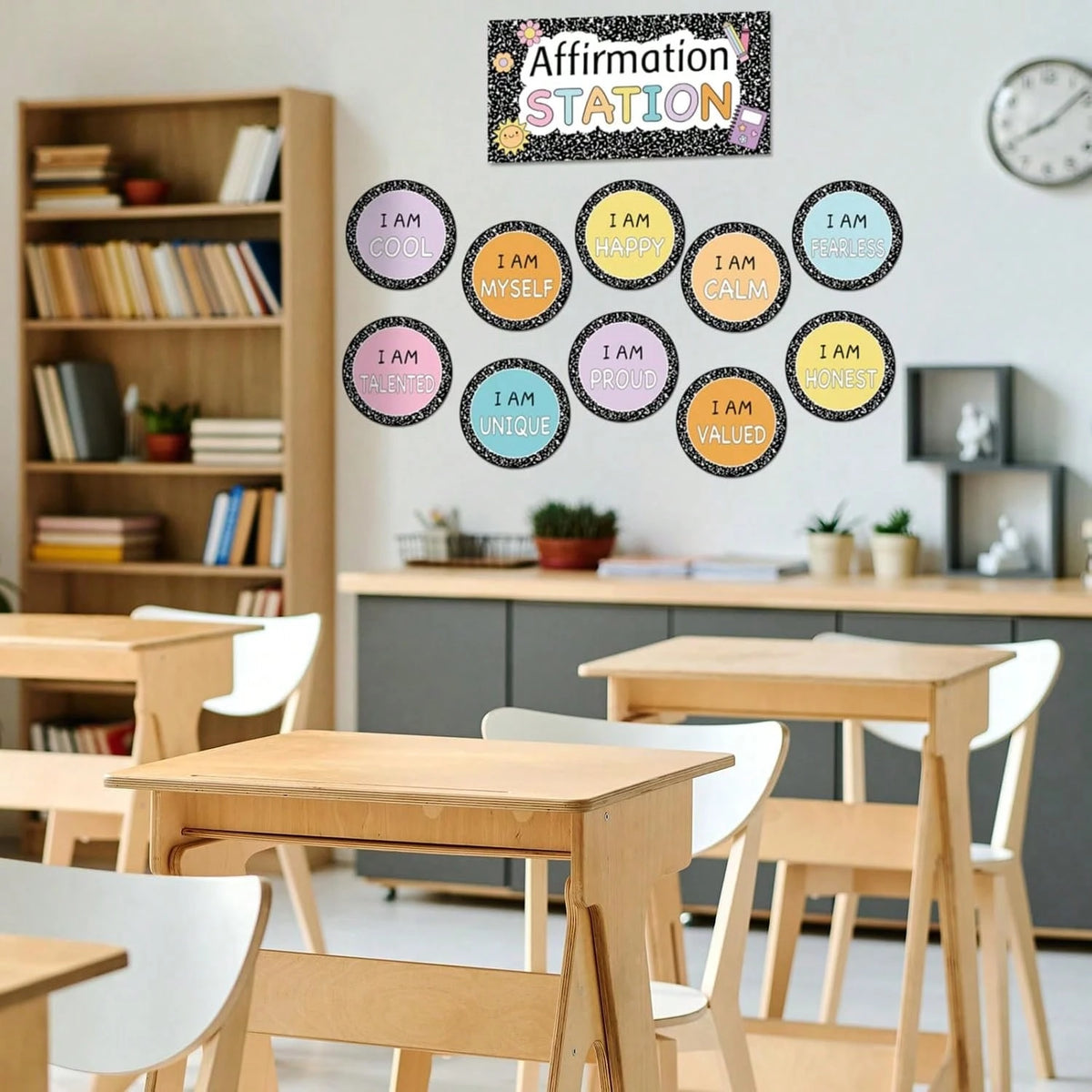 Mooliwe 21 Pcs Back To School Affirmation Station Bulletin Board Set Composition Motivational Posters Composition Notebook Classroom Decor Positive Bulletin Board Decoration For School Office Decor