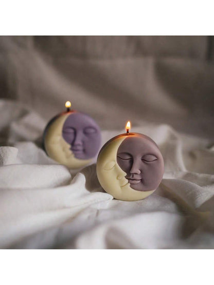 Moon & Sun Face Candle Silicone Molds, DIY Handmade Soap & Candle Making Craft Supplies