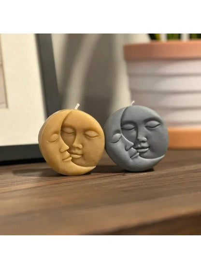 Moon & Sun Face Candle Silicone Molds, DIY Handmade Soap & Candle Making Craft Supplies