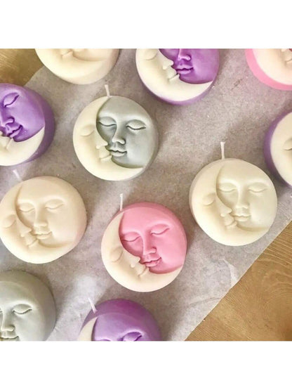 Moon & Sun Face Candle Silicone Molds, DIY Handmade Soap & Candle Making Craft Supplies