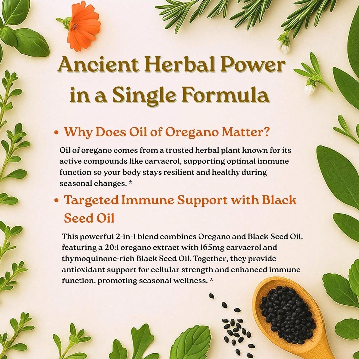 [Mother's Day Gift For Mom]Daily Oil Of Oregano & Black Seed Oil Softgels| 2 In 1 Herbal Formula With Standardized 4X Strength Carvacrol & Thymoquinone| For Daily Routine & Wellness Support