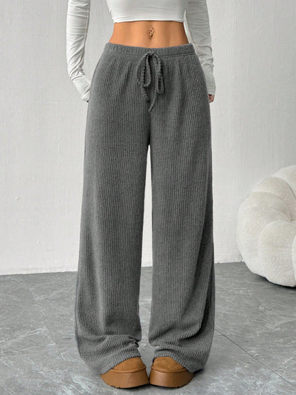 Muchica Women's Casual Low-Rise Straight-Leg Sweatpants,Retro Washed Wide-Leg Pants,Drawstring Black Pants For Winter Date,Cotton Sportswear, Pants