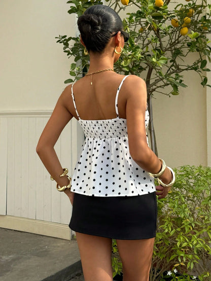 Muchica Women's Casual Vacation Polka Dot Camisole For Going Out, Streetwear, Y2K, Spring/Summer