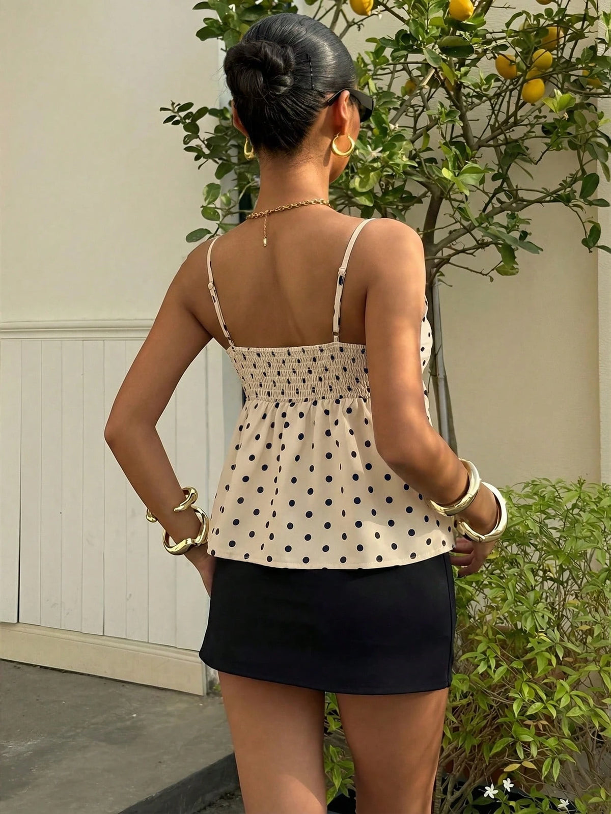 Muchica Women's Casual Vacation Polka Dot Camisole For Going Out, Streetwear, Y2K, Spring/Summer