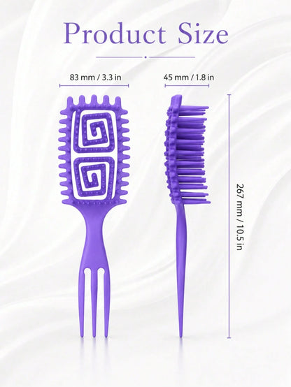 Multi-Color Curly Hair Styling Comb, 2 Spiral Design Curl Definition Detangling Combs, Round Head Pin Comb, Flexible Open Back Design, With 3-Tooth Tail Comb, Suitable For Wet/Dry Hair, Wavy/Curly/Coi